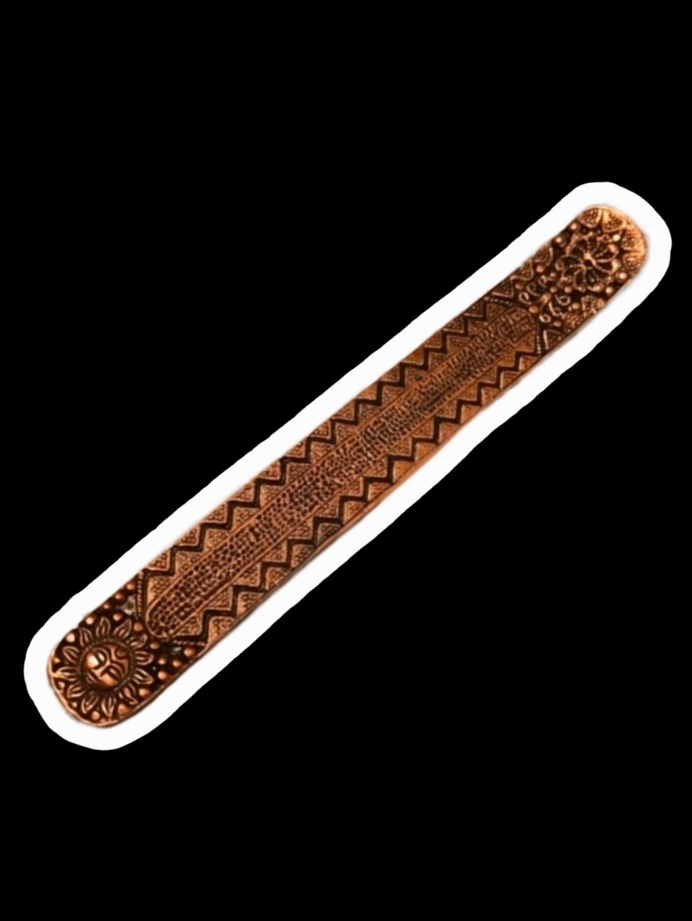 Metal Incense Burner Copper Color Sun Design